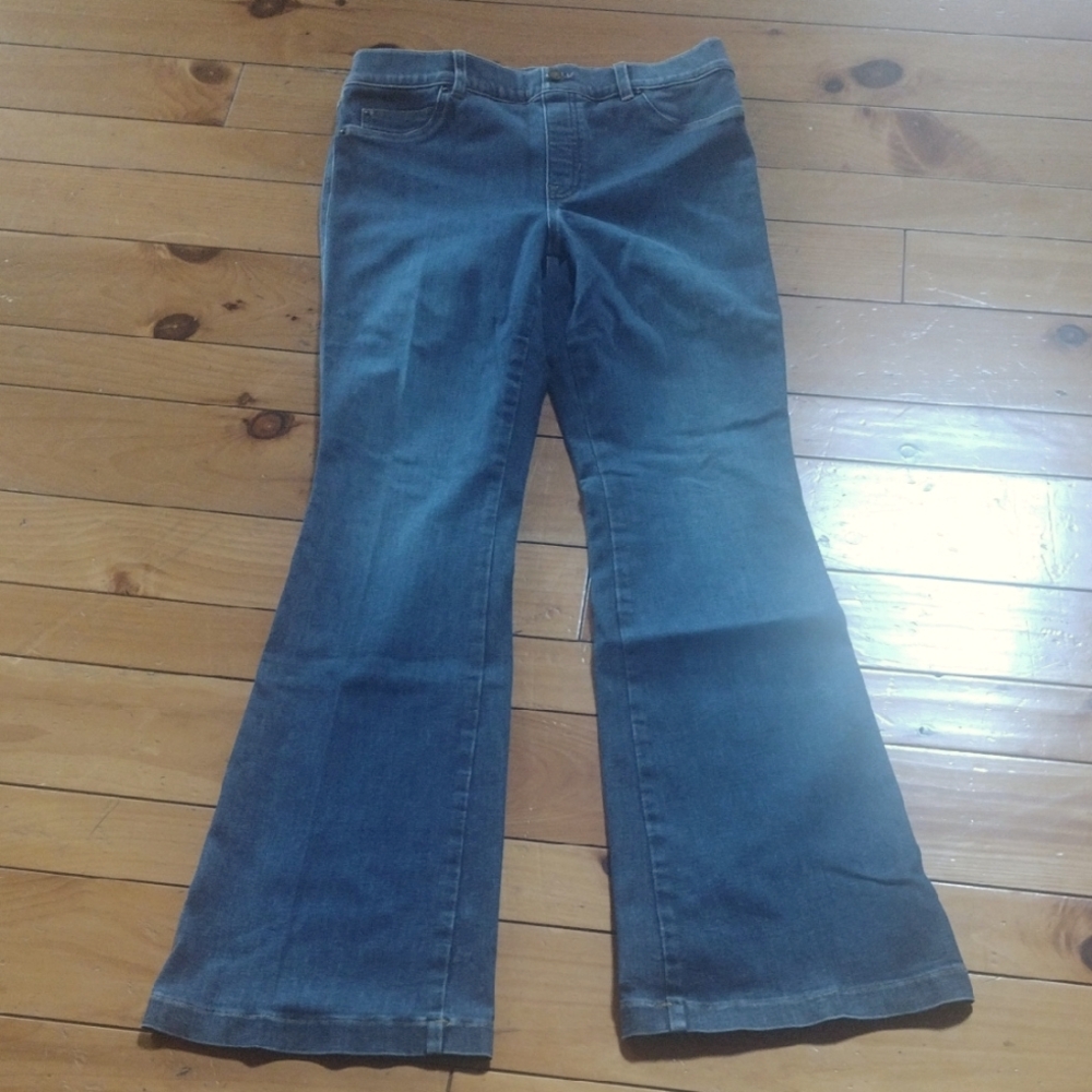 SPANX Blue Flare Wide Leg Jeans